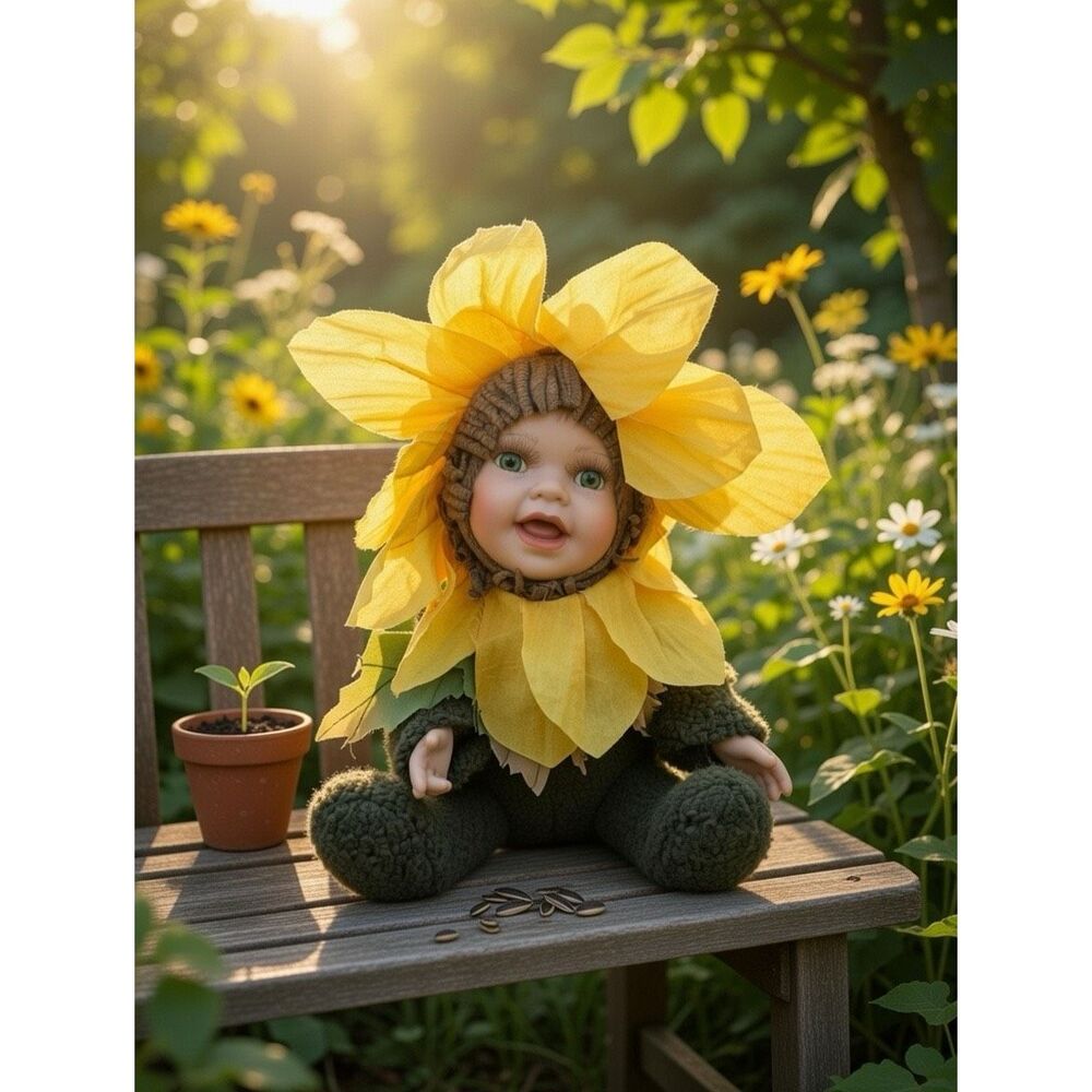 Cuddle Kids Sophie Sunflower Porcelain Doll Vintage 2001